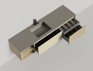 Подвесная тумба Salini Domino 27D118INA 180см эмаль с открытой полкой под встраиваемую раковину