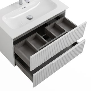 База под раковину Cezares подвесная с двумя выкатными ящиками, Ясень белый Софт, 800x457x500, DUET-N-800-2C-SO-FBS-P