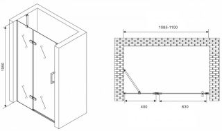Душевая дверь ABBER Zart 110см хром AG08110