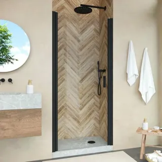 Душевая дверь в нишу Vegas Glass EP Novo 65 02М 01 профиль черный матовый стекло прозрачное