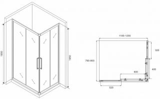 Душевой уголок ABBER Schwarzer Diamant AG02128MH 120x80см хром