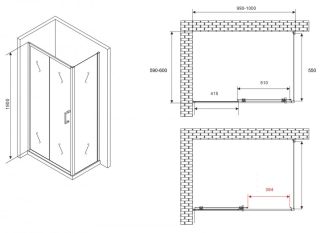 Душевой уголок ABBER Schwarzer Diamant AG30100B5-S60B5 100x60см чёрный