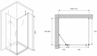 Душевой уголок ABBER Zart 110x80см хром AG08110-S81