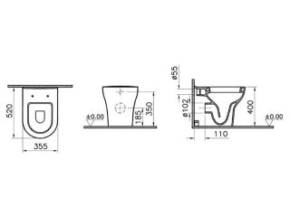 Приставной унитаз Vitra Zentrum 5788B003-0075 напольный