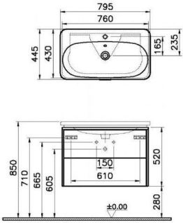 Тумба под раковину VitrA Nest Trendy 56147  80 см
