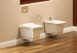 Биде подвесное Boheme Hermitage белый/золото 953-G