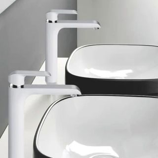 Смеситель для раковины Rose R2111F белый/хром