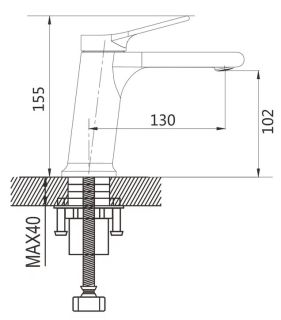 Смеситель для раковины Shevanik S8301T оружейная сталь