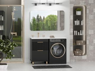 Напольная тумба под раковину Brevita Enfida ENF-07060-022Я под стиральную машину 60см чёрный