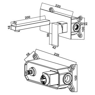 Встраиваемый смеситель для раковины Swedbe Platta 5501B чёрный