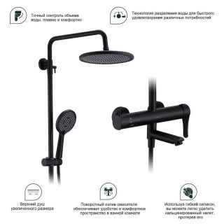 Душевая стойка Splenka S223.24.06 с термостатом чёрный