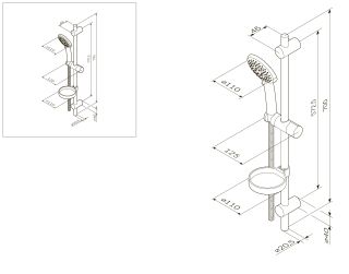 Душевой гарнитур Am.pm Like F0180064 110 мм штанга 700 мм