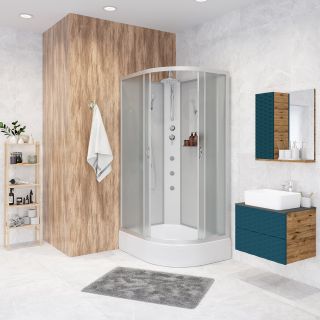 Душевая кабина Niagara NG-33974-14LBKTG с гидромассажем 90x70см серебро/матовое