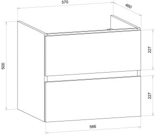 Подвесная тумба под раковину Art&Max Techno 60см дуб мадейра янтарь AM-Techno-600-2C-SO-LW674