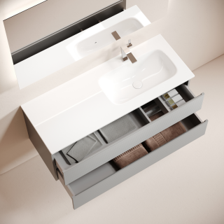 Тумба подвесная под раковину Sancos Folk FL120RES правая 120 см Ergraut soft