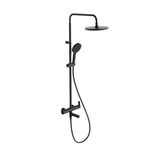 Душевая стойка Kerama Marazzi Fonte FO.202.KM.BLK.M на три потока с поворотным изливом и механическим смесителем чёрный матовый