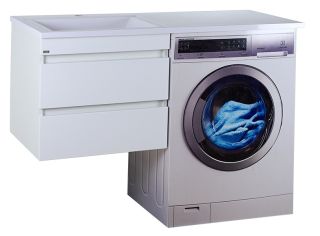 Подвесная тумба под раковину Misty Фостер под стиральную машину 55см с двумя ящиками белый