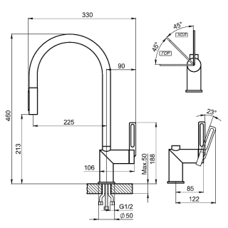 Смеситель для кухни Granula 8172, ГРАФИТ графит