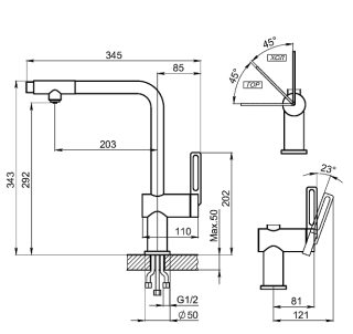 Смеситель для кухни Granula 8169, АЛЮМИНИУМ Алюминиум
