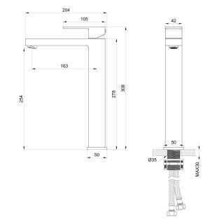 Смеситель для раковины Wonzon & Woghand Cube WW-88239016-BGM тёмный графит