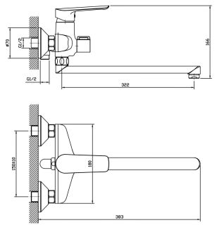 Смеситель для ванны ESKO Lagos Black LG31B черный