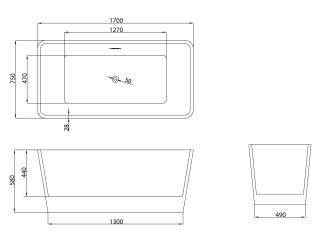 Акриловая ванна Grossman Cristal GR-2022M 170x75см белый матовый