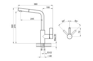 Смеситель для кухни Granula 2502, СЛАНЕЦ сланец
