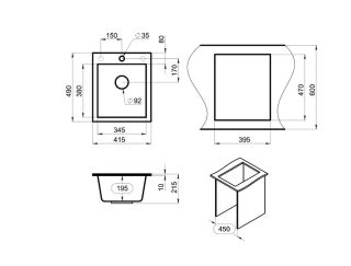Мойка кухонная Granula Kitchen Space 4201, ПЕСОК