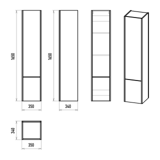 Подвесной шкаф - пенал Brevita Greenwood GRE-05035-08Л левый 35см зелёный/дуб Галифакс олово