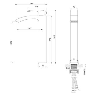 Смеситель для раковины Wonzon & Woghand Fit WW-88239009-BGM тёмный графит