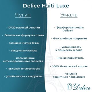 Ванна чугунная Delice Haiti Luxe DLR230637-AS 160х80 с антискользящим покрытием