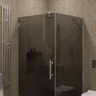 Душевой уголок на петлях by Deonria U-100-99-8-G-HG 100x94см хром глянцевый/графит