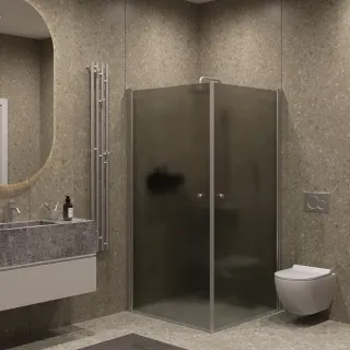 Душевой уголок на монопетле by Deonria U-90-89-6-GM-HM1 90x89см хром матовый/графит матовый