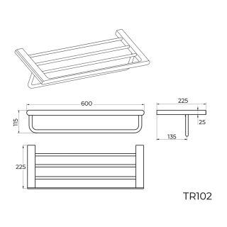 Полка для полотенец Knotlor  TR102BL, черный