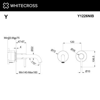 Смеситель для раковины WHITECROSS 2-Y1226NIB брашированный никель