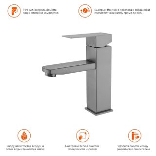 Смеситель для раковины Prohanss P30.10.09 графит