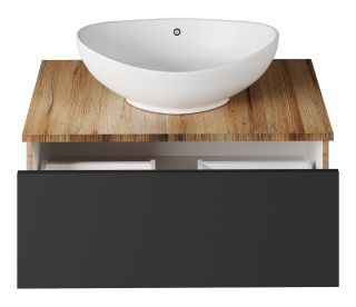 Подвесная тумба под раковину Misty Ива 80см графит/дуб Вотан