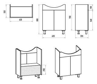 Напольная тумба под раковину Misty Изео 65см белый