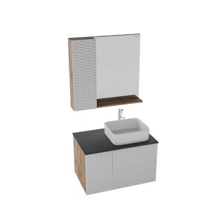 Шкаф-зеркало Grossman Альба 208006 левый 80см веллингтон/белый