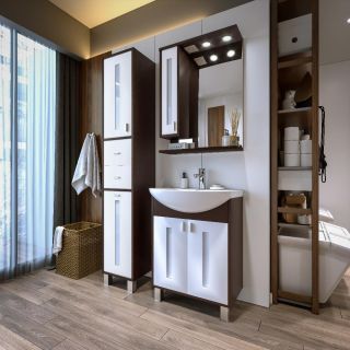 Тумба под раковину Бриклаер Бали 4627125411915 60 см венге/белый