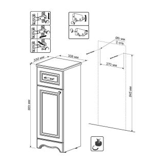Тумба напольная Бриклаер Анна 4627125411465 левая 34 см белый