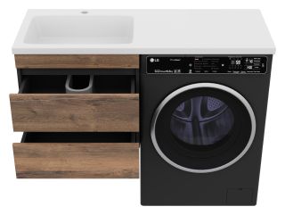 Подвесная тумба раковину Misty Коломбо под стиральную машину 60см дуб Галифакс/антрацит