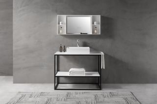 Консоль под раковину ABBER Stein AS2631 напольная 106см белый матовый