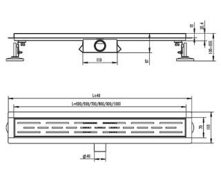 Душевой лоток Raglo R652.60.05 двухсторонняя решетка 60см сатин