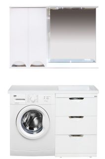 Зеркальный шкаф с подсветкой Misty Куба 120см левый белый