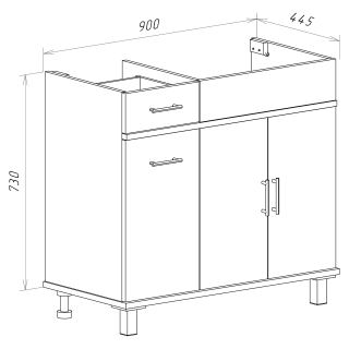 Напольная тумба под раковину Misty Купер 90см правая с бельевой корзиной белый