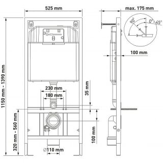 Комплект Berges 4в1 042449: инсталляция NOVUM кнопка L5 SoftTouch чёрная унитаз Strati Rimless сиденье Strati Slim SO