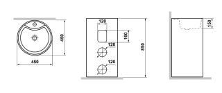 Раковина напольная Laguraty 2090 W 45x85см белый