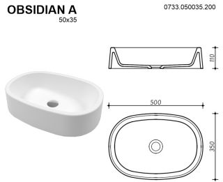 Раковина Whitecross Obsidian A 0733.050035.200 50см белый матовый
