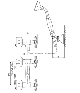 Смеситель для душа Rav Slezak Morava Retro MK180.5/2Z золото